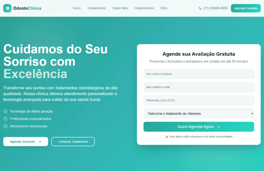 Landing page da OdontoClínica